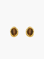 18k Gold Plated Tiger Eye Earrings