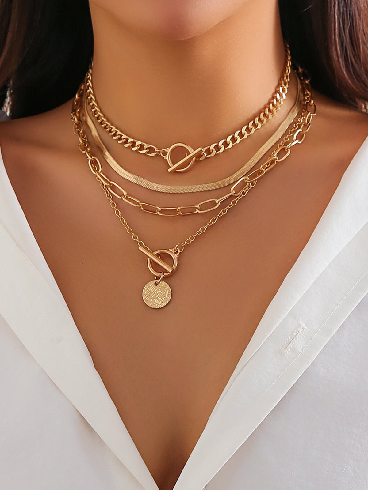 4pcs Stacking Pendant Necklace