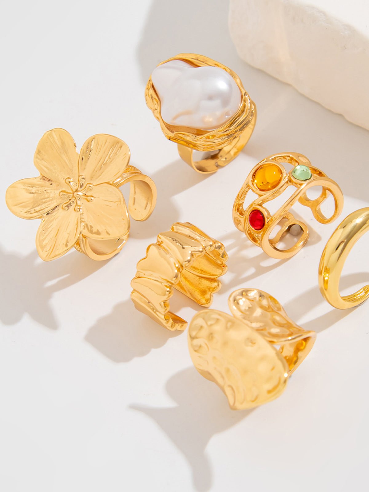 6-Ring Set with Botanical & Pearl Accents