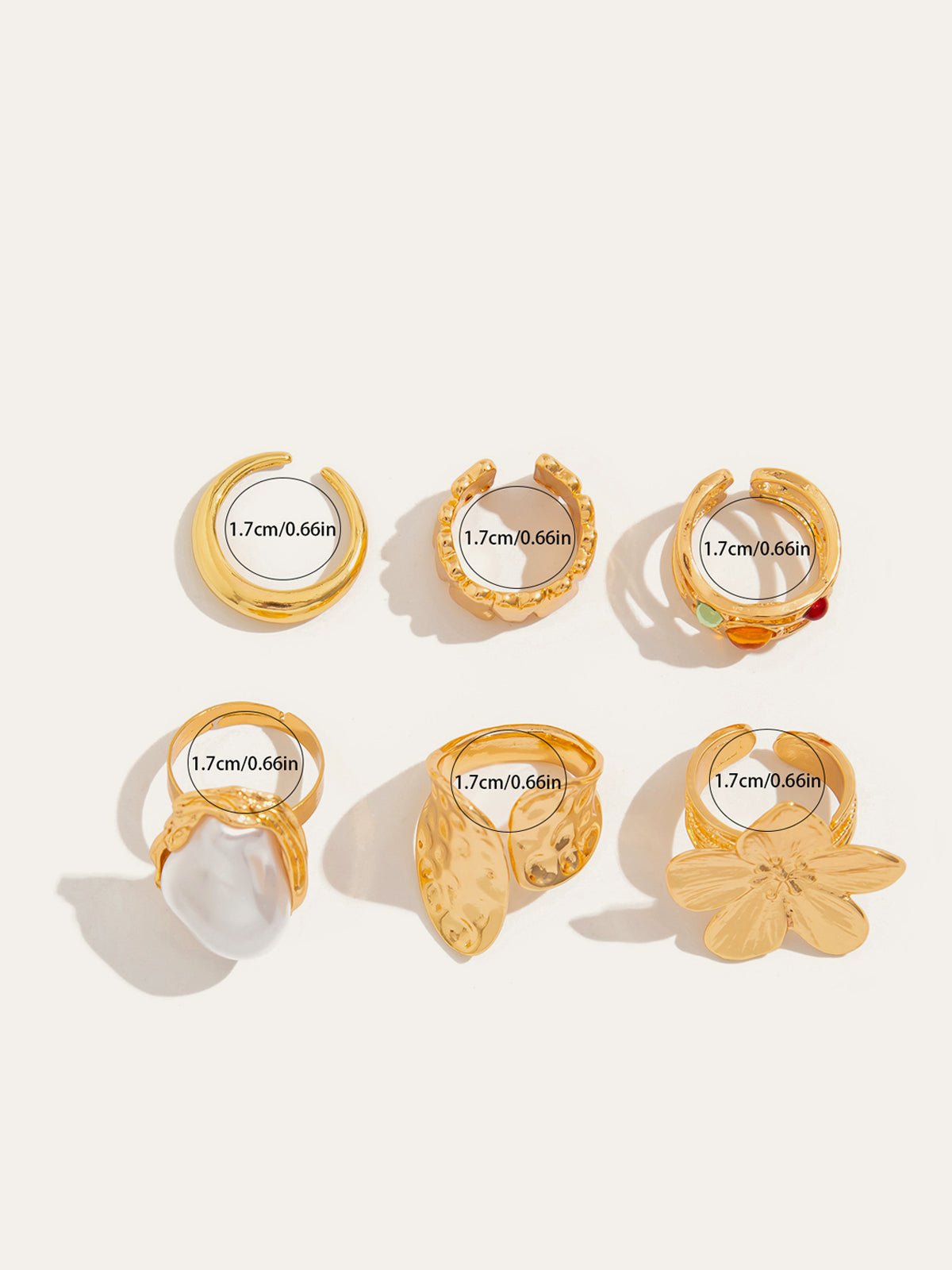 6-Ring Set with Botanical & Pearl Accents