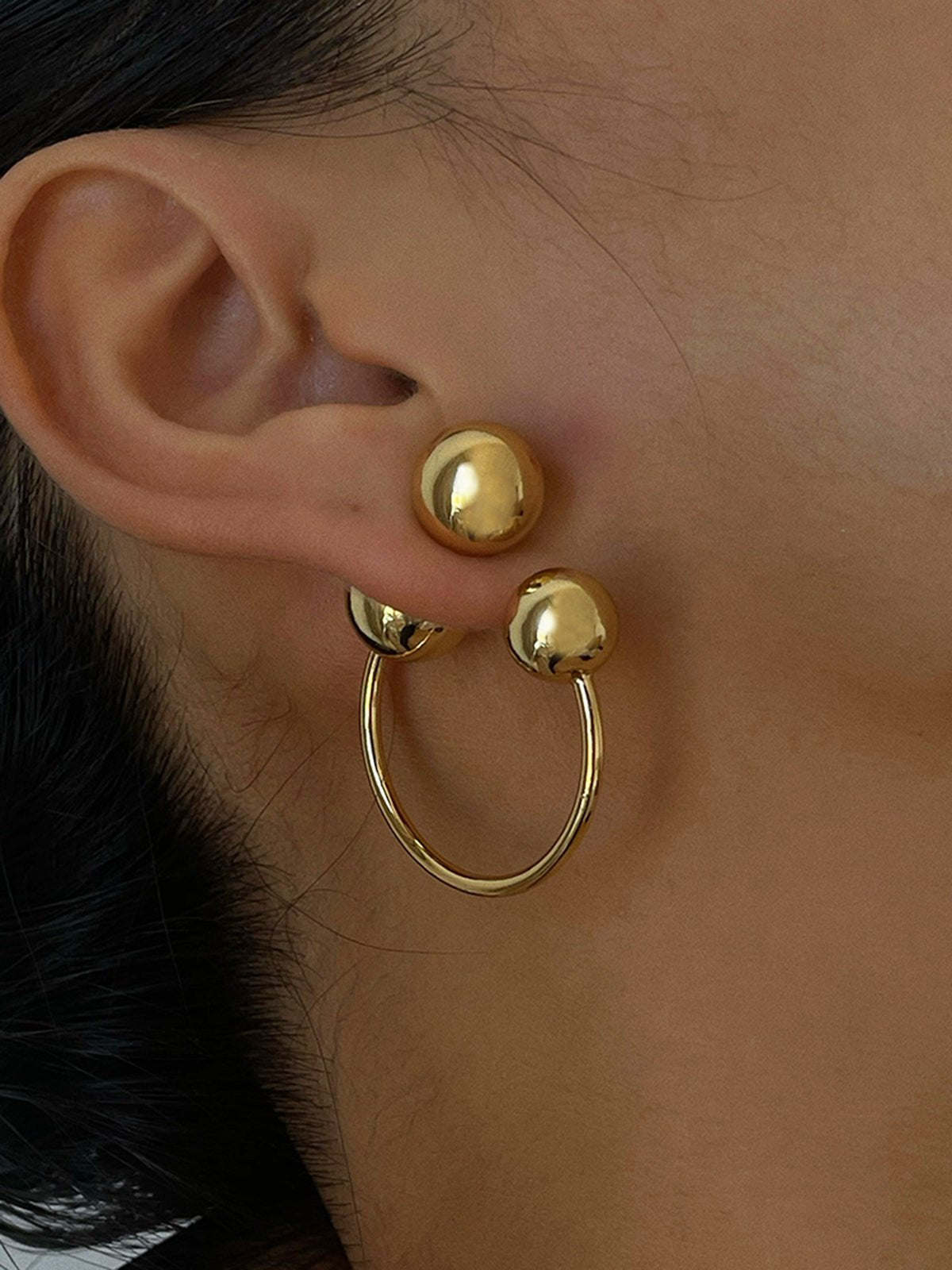 Gold Plated Stud Hoop Earrings