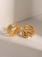 Gold Plated Triple Layered Hoop Ear Cuff