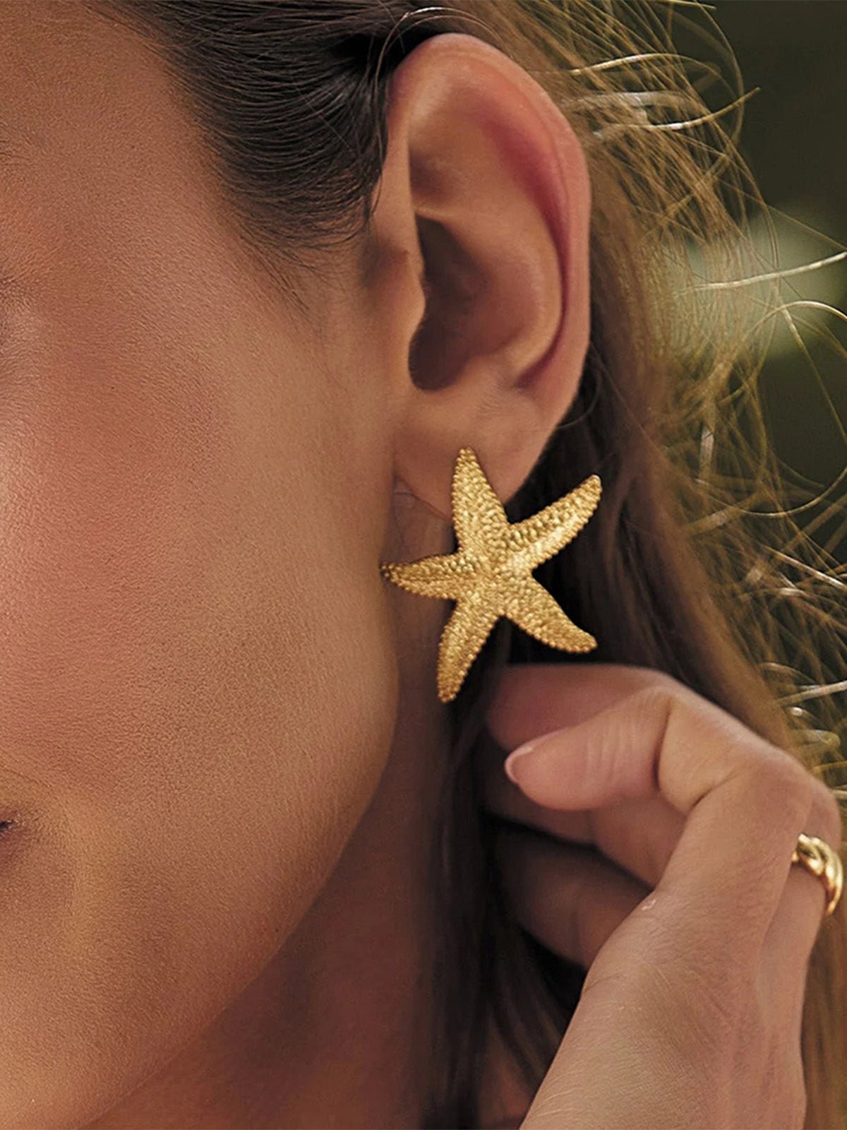 Gold-Tone Starfish Stud Earrings