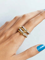 Interlocking Rings with Full Stone Setting
