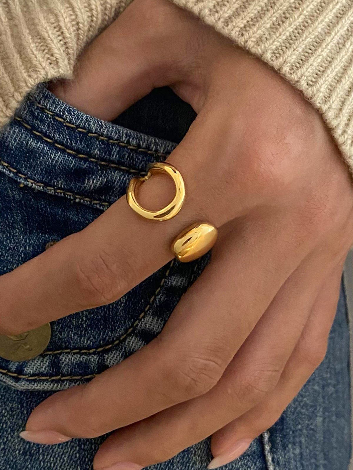Open Drip Gold-Tone Ring