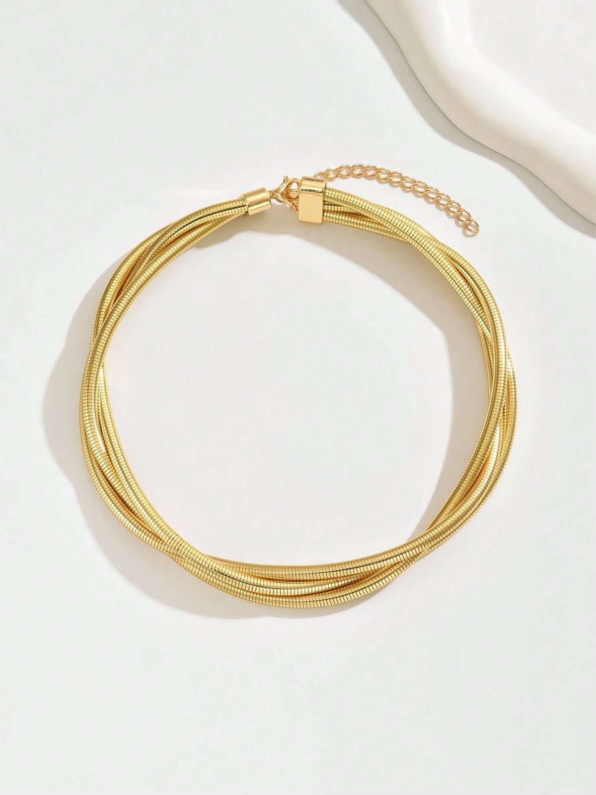 Triple-Layered Gold Plated Choker Necklace