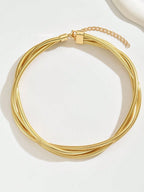 Triple Layered Gold Plated Choker Necklace